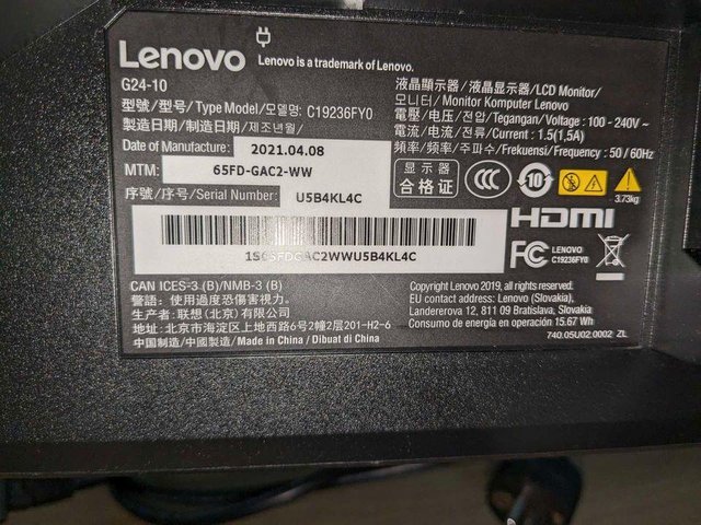 Preview of the first image of Lenovo G24-10 144Hz Monitor.