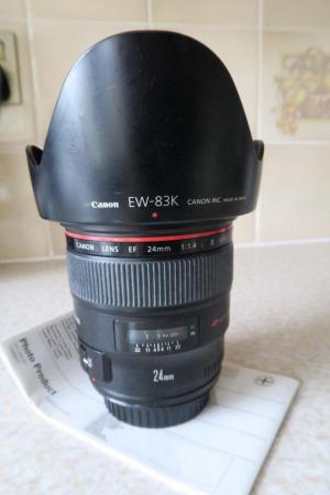 Image 2 of Canon EF 24mm f/1.4 II USM Lens L Caps, Case, Box, Ins