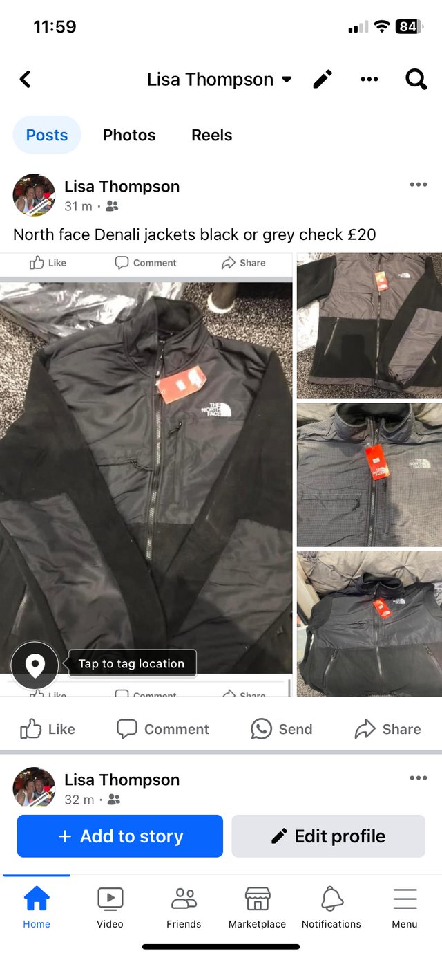 Preview of the first image of North face Denali jackets grey or black.