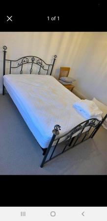 Image 1 of Solid cast iron pewter double Bedframe