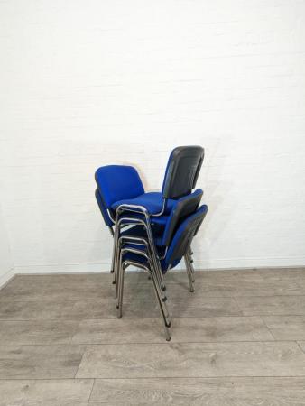 Image 3 of Stacking Multi Purpose Conference Chair, Chrome Legs, Blue F