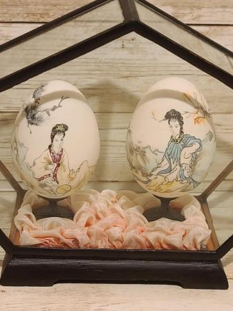 Image 4 of Chinese Handpainted Eggs In Glass Display Case