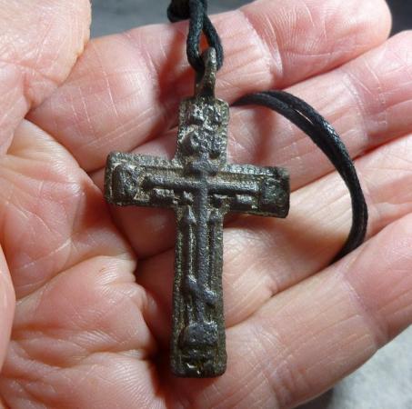Image 3 of Antique Ancient Russian Cross 'Old Believers' Pendant Neckla