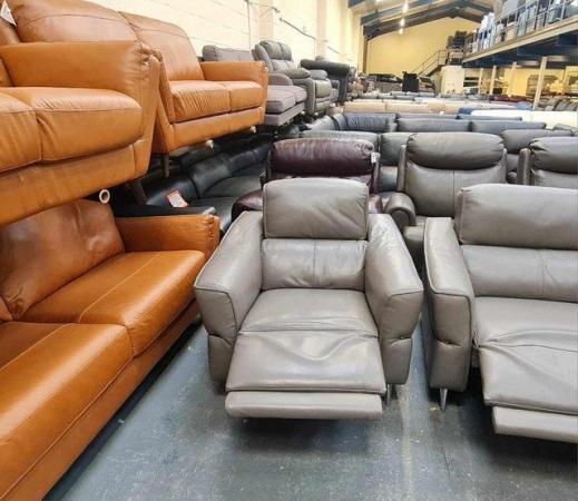 Image 13 of Dakota grey leather electric recliner sofa and 2 armchairs