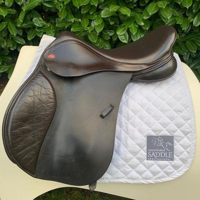 Preview of the first image of Kent and Masters 16.5 inch long leg saddle.