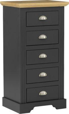 Image 1 of Toledo 5 drawer narrow chest in grey/oak