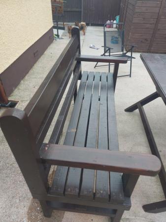 Image 1 of Garden wooden heavy duty table with two benches