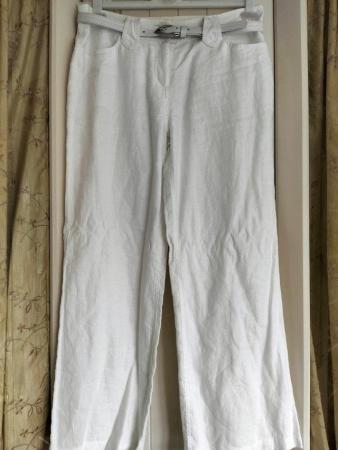 Image 2 of Per Una white linen trousers fully lined