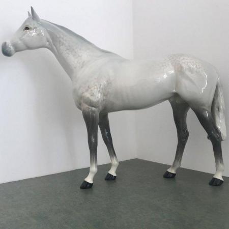 Image 1 of Vintage 1960s Beswick large glossy grey racehorse.Model 1564