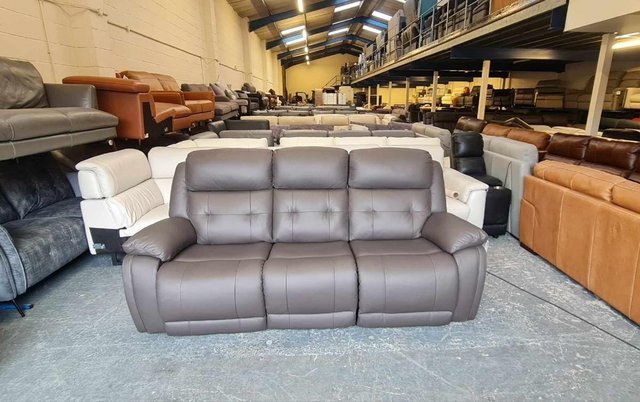 Preview of the first image of La-z-boy El Paso brown leather electric 3 seater sofa.