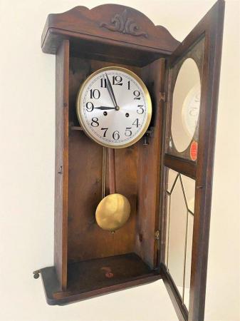 Image 3 of Antique Vintage Oak Case German Junghans Clock,Circa1920