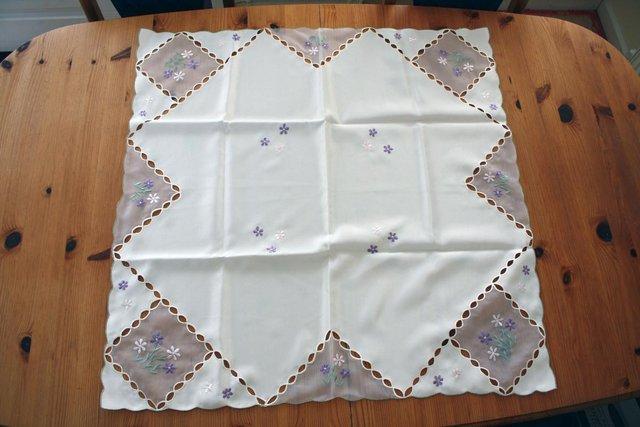 Image 1 of NEW Ivory Embroidered Tablecloth