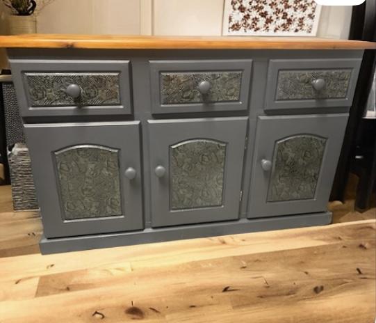 Preview of the first image of Upcycled sideboard unit charcoal grey.