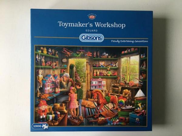 Image 3 of Gibson 1000 piece jigsaw titled Toymaker's Workshop.