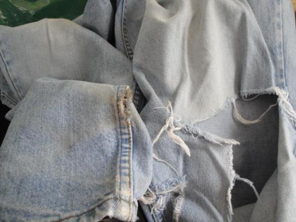 Image 3 of Ripped Used Blue Denim Jeans 32" W 34" leg C317