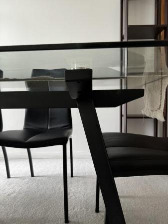Image 2 of Glass Dining Table with 6 leather chairs