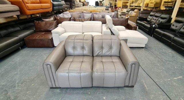 Image 15 of Alessio grey leather electric recliner 2 seater sofa