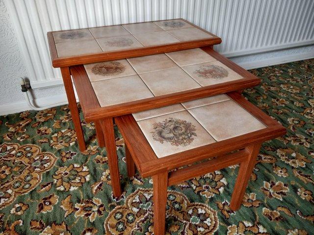Preview of the first image of Vintage Tiled Nest of Three Tables - price reduced.