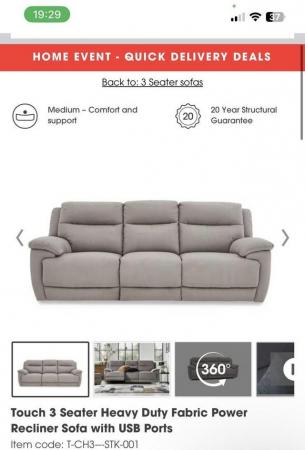 Image 3 of Furniture Village Touch power recliner sofa and chair