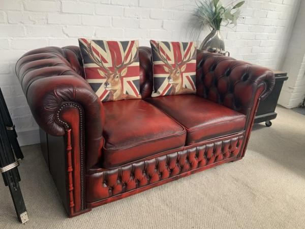 Image 6 of Classic 2 seater oxblood Chesterfield sofa. Can deliver.,