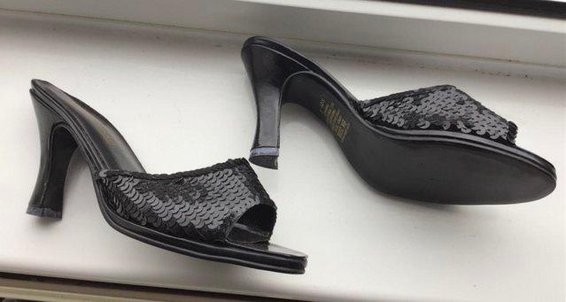 Image 2 of NEW black sequins, high heel, slip on ladies shoes