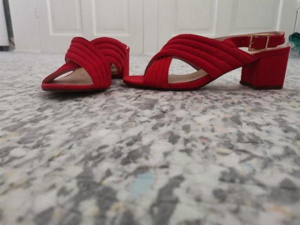 Image 1 of Red herring size 5 small heel red sling backs