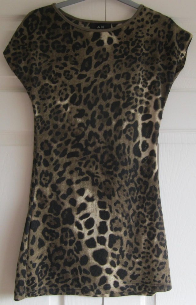 Preview of the first image of Animal print capped sleeve short Dress by AX Paris, size 12..