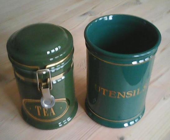Image 3 of Dark Green Coffee, Tea, Sugar, Utensils Storage Jars