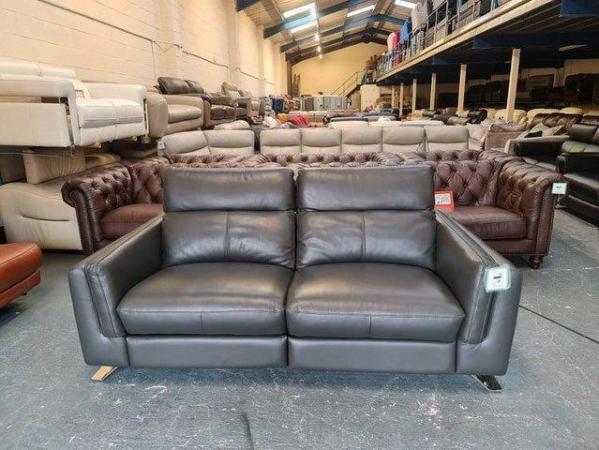 Image 10 of Sandro charcoal leather electric recliner 3 seater sofa