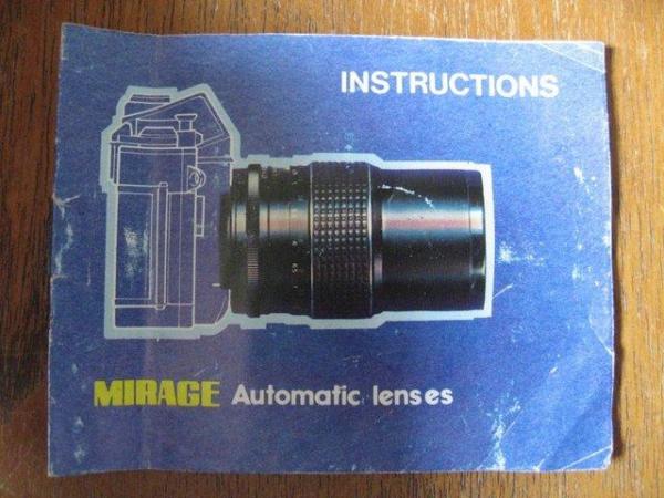 Image 1 of Instruction Manual for Mirage Automatic Lenses