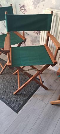 Image 2 of Set of three solid teak directors chairs. New and unused