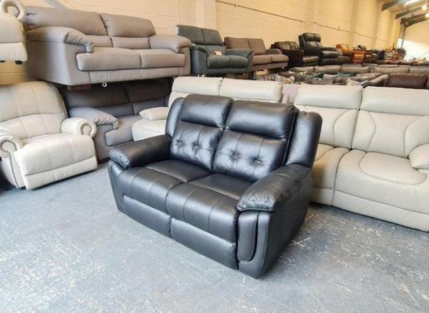 Image 3 of La-z-boy Phoenix black leather 2 seater sofa