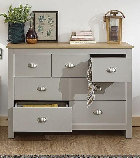 Preview of the first image of GREY LANCASTER 3 + 4 DRAWER MERCHANTS CHEST OF DRAWERS.
