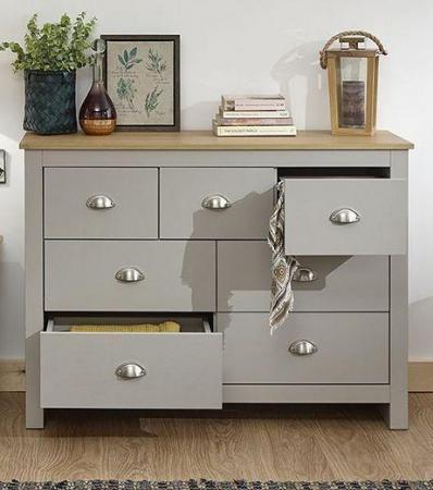 Image 1 of GREY LANCASTER 3 + 4 DRAWER MERCHANTS CHEST OF DRAWERS