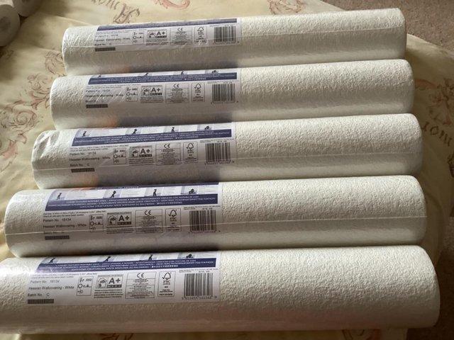 Preview of the first image of Superfresco Hessian White Wallpaper - paintable x 5 rolls.
