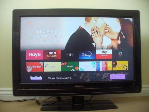 Image 1 of Philips 32” Flat Screen TV for Sale with Sky Now Smart Box.