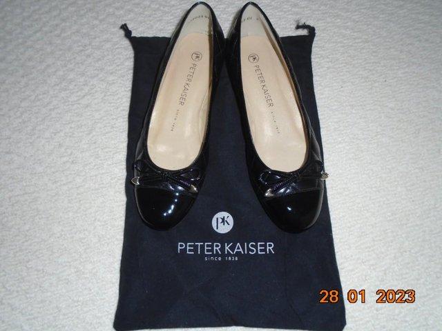 Preview of the first image of Peter Kaiser Brand New Black Leather & Patent Ballet Pumps.