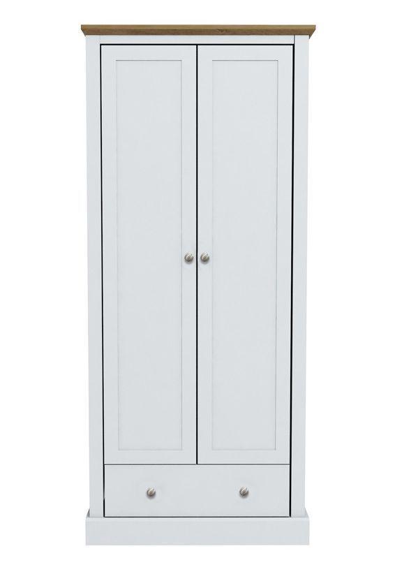 Preview of the first image of DEVON 2 DOOR 1 DRAWER WARDROBE - WHITE & OAK  W 797 mm X H 1.