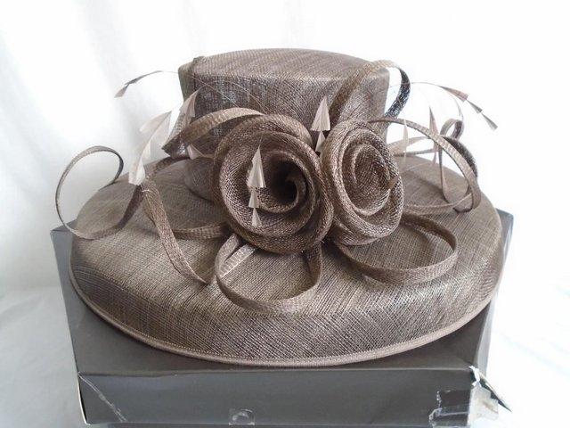 Preview of the first image of Ladies Phase Eight Praline Ashford Flower Brimmed Hat S/M Bo.