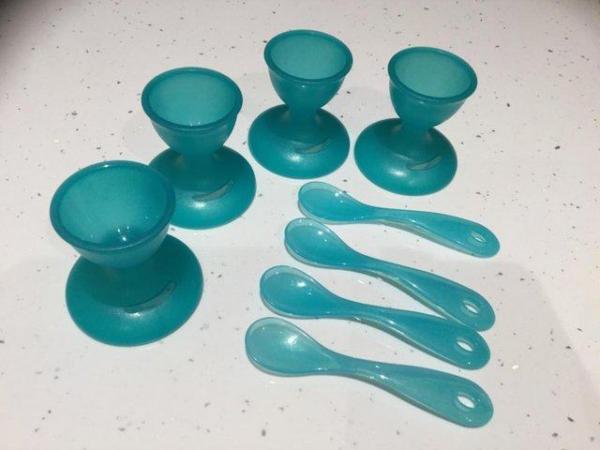 Image 2 of Set of 4 egg cups & spoons....