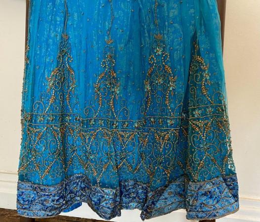 Image 3 of Elegant teal blue and sequins embroidered lengha