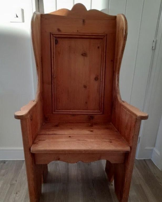 Preview of the first image of Reclaimed Pine reproduction lambing chair.