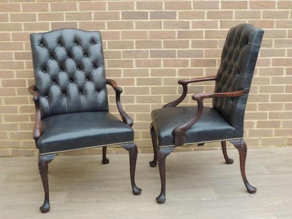 Image 18 of Pair of Antique Chesterfield Library Chairs (UK Delivery)