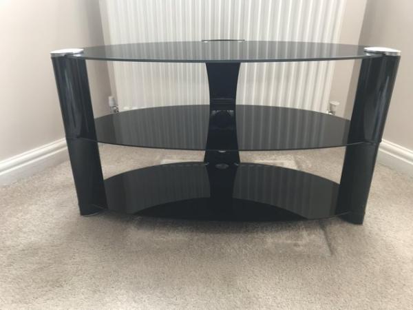 Image 1 of TV STAND. Glass Gloss Black in great condition