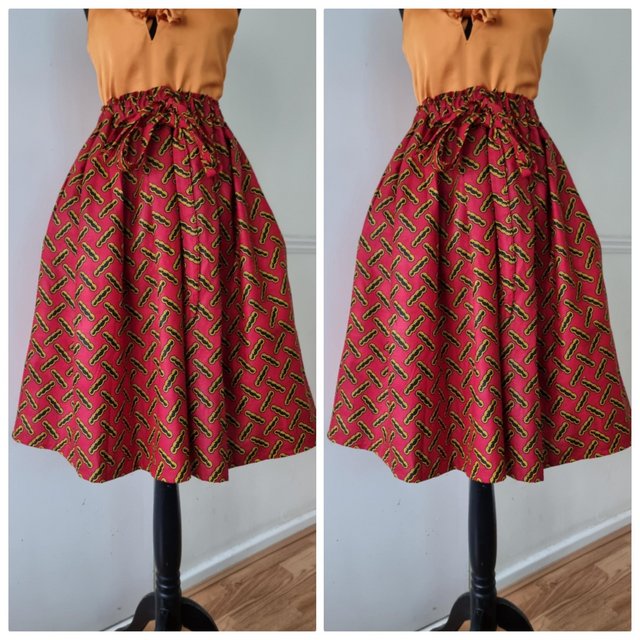 Preview of the first image of African Ankara Handmade Skirt with pockets.