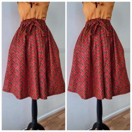 Image 1 of African Ankara Handmade Skirt with pockets