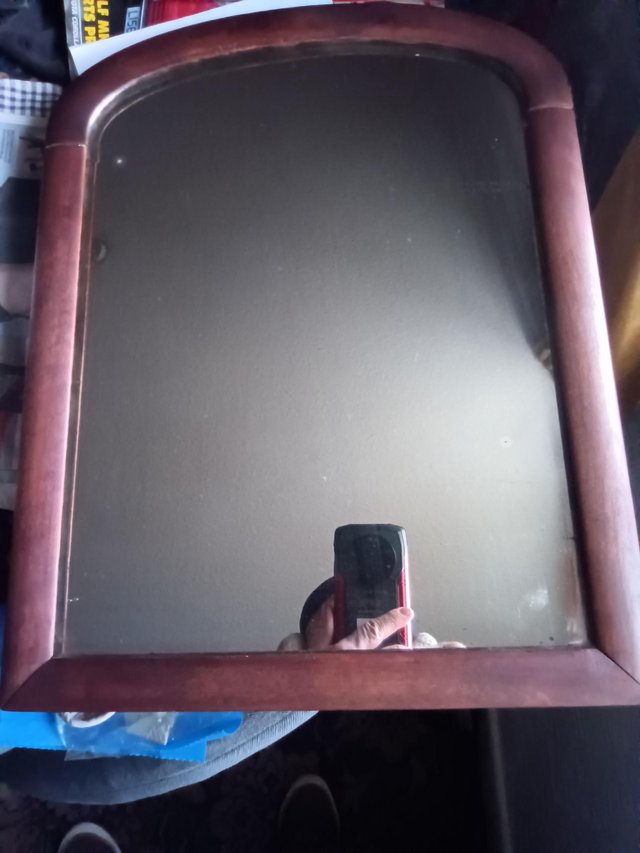 Preview of the first image of Antique Older Hanging Mirror, heavy plate glass.