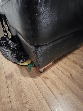 Image 1 of L shaped leather black sofa