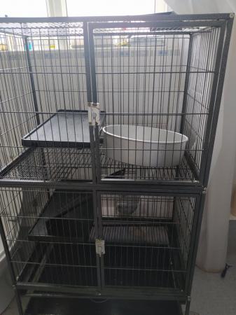 Image 3 of Large 2 tier chinchilla cage on wheels .