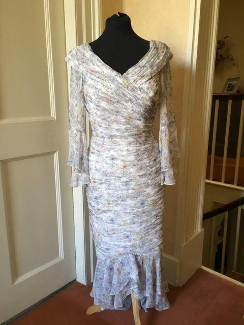 Preview of the first image of Ian Stuart Mother of the bride chiffon dress size 10.